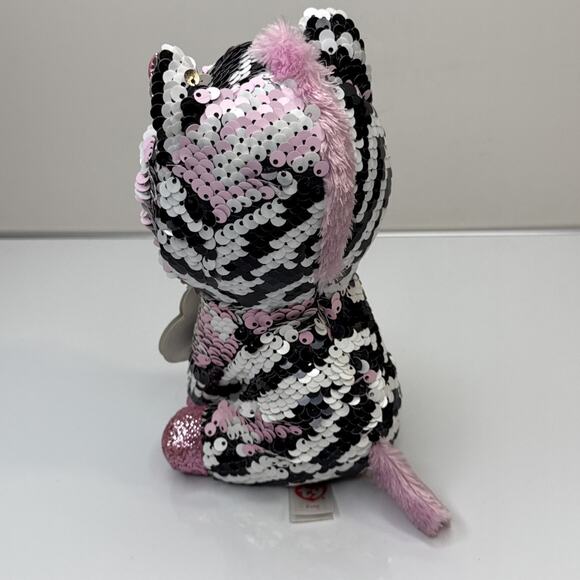 NEW ZOEY ZEBRA Ty FLIPPABLES Sequin Beanie 6" Boos Limited Collection Plush Toy - Picture 2 of 6